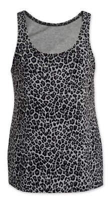 Women's Grey Leopard Print Tank Top Punk Gothic Animal Print