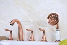 Antique Red Copper Roman Bath Tub Faucet Mixer Tap With Hand Spray Shower ztf201