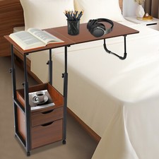 Overbed Laptop Table Desk Bed Table Folding Overbed Writing Table  Wheel Drawer