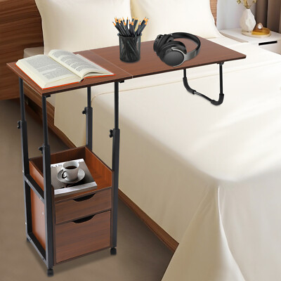 Overbed Table with Wheels Movable Bedside Table Height Adjustable Over Bed Desk