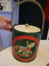 BUCKET BRIGADE HOLIDAY CAROUSEL HORSE DESIGN ICE BUCKET-MORGAN-VERY GOOD