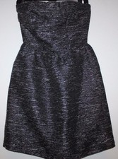 Gap NWT Women's 2 6 Black Strapless Party Dress w/ Silver Metallic Threads