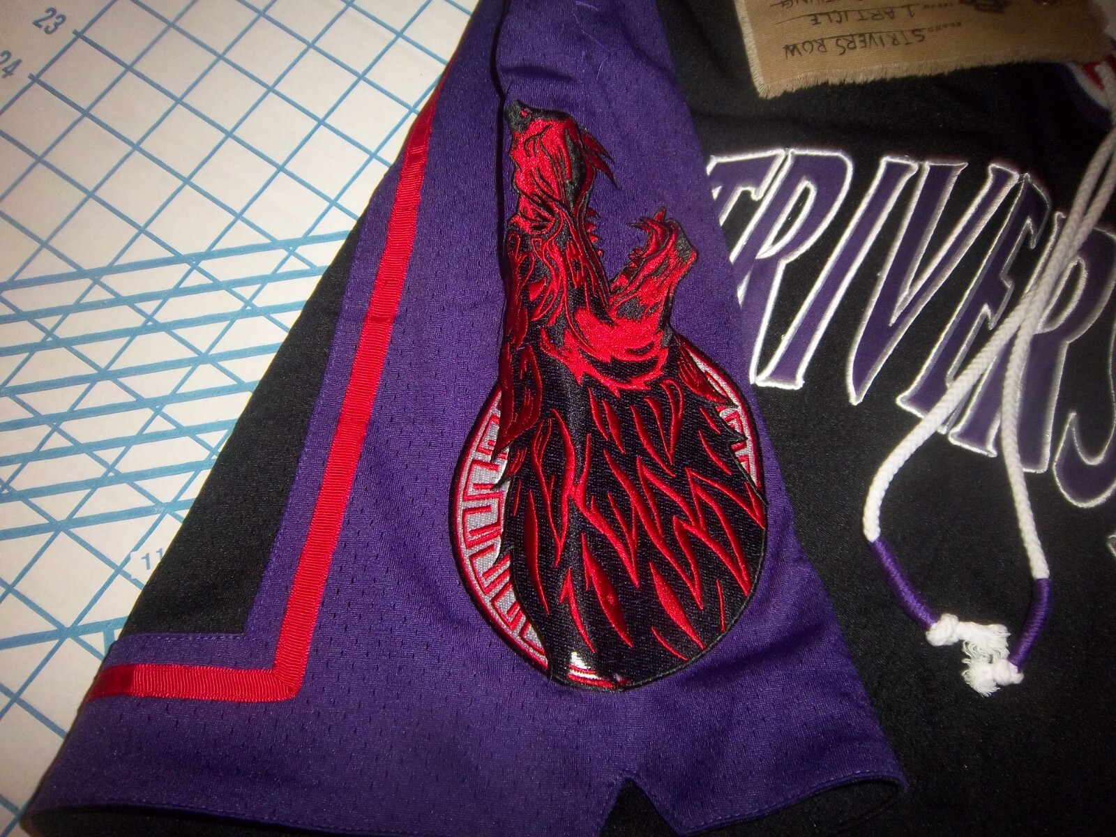 PANTALONCINO UOMO 3XL STRIVERS FILA NERO ROSSO VIOLA SPESSO RICAMATO NUOVO CON ETICHETTE