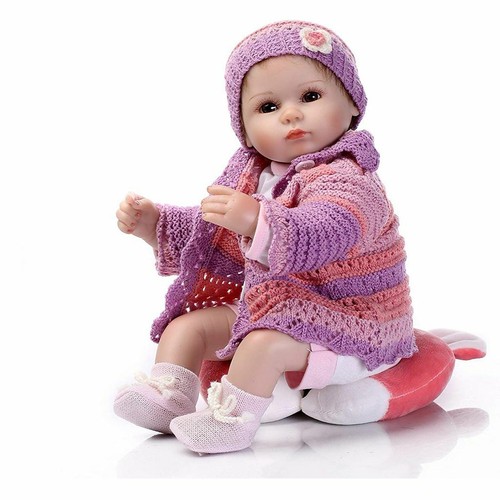 Cute Simulation 16" Reborn Girl Doll Baby Dolls Vinyl Silicone New-born Gift - Picture 8 of 10