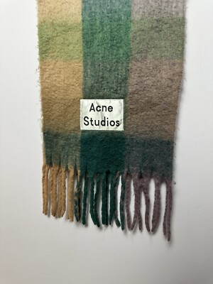 Acne Studios Oversize Wool Blanket Scarf 250x35cm Fringe Big Logo