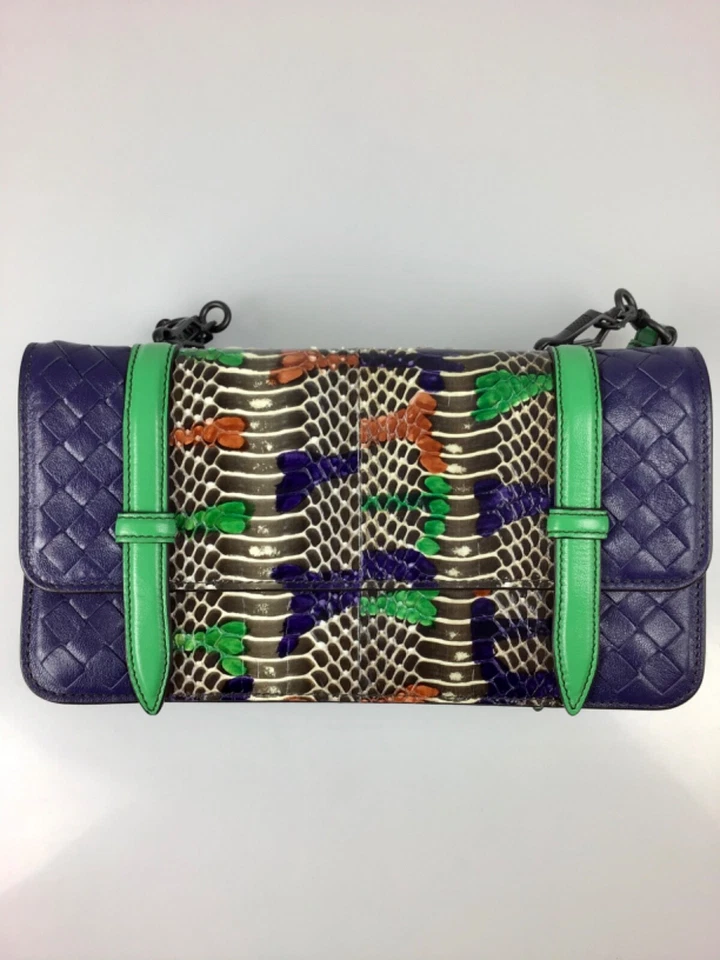 NUEVO AUTHEN BOTTEGA VENETA - Bolso de Hombro Pequeño de Cuero y Piel de Serpiente Intrecciato Foto 4 de 4