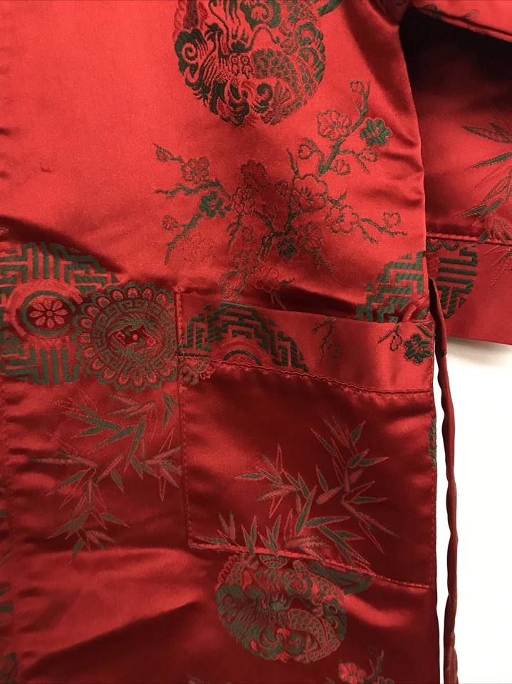 Kid's Red Satin Japanese Robe And Belt Embroidered Kimono - Image 3 of 4