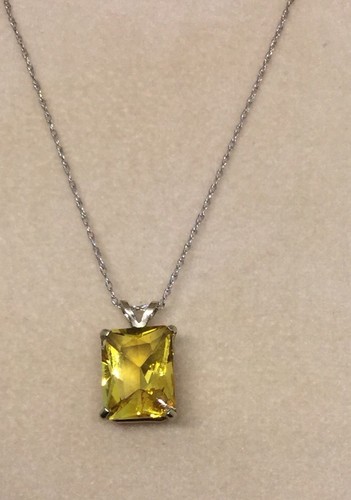 Citrine pendant necklace 14 karat white 