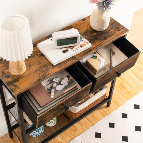 HOOBRO Konsolentisch Beistelltische mit Ablage Sofatisch Flurtisch Sideboard - Bild 43 von 43