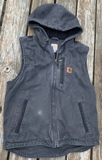 Carhartt Knoxville Fleece Lined Vest Hooded Sz M Vintage Work Chore Faded Farm