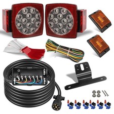 12v Waterproof Square Led Trailer Tail Light Kit Heavy Duty 7-way Plug Juncti 12v Waterproof Square Led Trailer Tail Light Kit Heavy Duty 7-way Plug Juncti