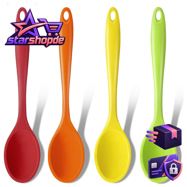 KochlöFfel Silikon HitzebestäNdig 27,5Cm 4 StüCk Set RüHrlöFfel ServierlöFfel-image