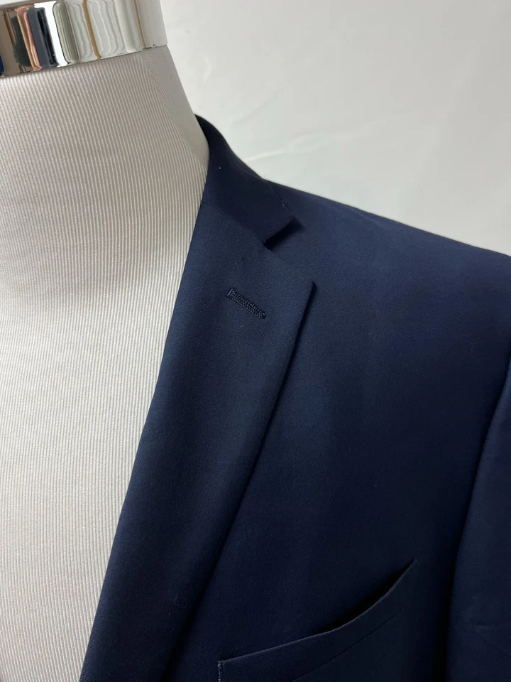 Andrew Marc Men's 44S Navy Blue 2-Button Blazer Flat Front Pants Dual Vent Suit - Image 2 of 4