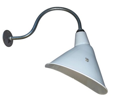 Benjamin 12x16 Gooseneck White Porcelain Pole Sign Light Gas Station Vintage ''C''
