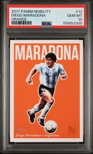 Diego Maradona 2017 Panini Nobility Orange /75 #12 Argentina PSA 10