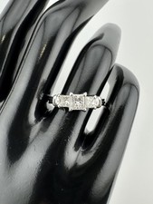 950 Platinum 1.00ctw Princess Cut Three Stone Diamond Engagement Ring 4.3dwt