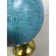 Vintage Desktop Globe World Map Brass Stand Educational Decor