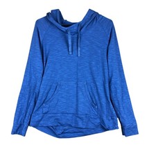 Columbia Womens Sweater Blue Hoodie Soft Kangaroo Pocket Stretch Medium