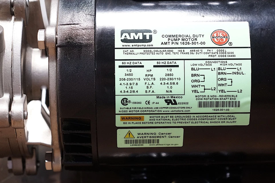 AMT 370B-98 Stainless Steel Pump 1/2 HP, 1 Phase, 115/230V 45 GPM - Image 4 of 4