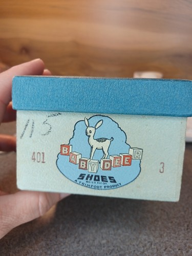 Vintage Baby Shoes with Box & Teething Ring Set, Deer Baby, Metal Bunny Rattle - Picture 11 of 15