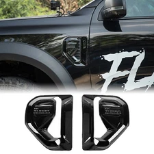 Gloss Black Front Fender Marker Light Side Vent Cover Trim For Ford Ranger 2023+