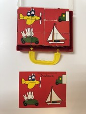 Vintage Dick Bruna Miffy Wooden Picture Blocks Puzzle w/ Case Complete 1982