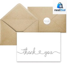 Thank You Cards with Kraft Envelopes and Stickers, Bulk Pack of 20, 4x6 Inch ...