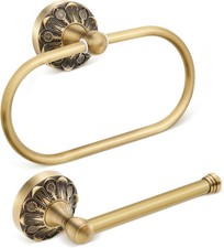 Antique Brass Toilet Paper Holder Towel Ring Set Wall Mount Bathroom Kit