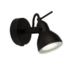 Black Focus 1 Light Steel Indoor Home Spotlight Downlight Wall Mount Spot Light