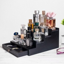 Wooden Cologne Organizer for Men, 4 Tier Cologne Display Shelf with Drawer, P...