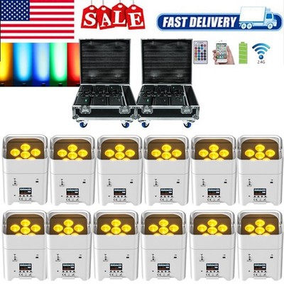 12Pcs Wireless Up Light 6x18W RGBWA+UV Stage Par Light with WiFi APP Control