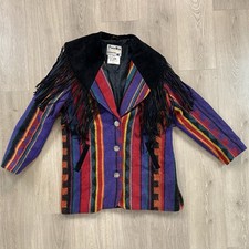 RARE True Vintage 70  s Pioneer Wear Wool Leather Fringe Western Jacket Coat