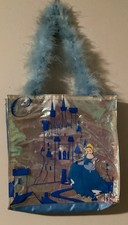Disney Cinderella Blue Vinyl Feathered Purse Bag.