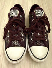 Converse Chuck Taylor All Star Low Top Sequin Sneaker Burgundy/Silver Women’s 8