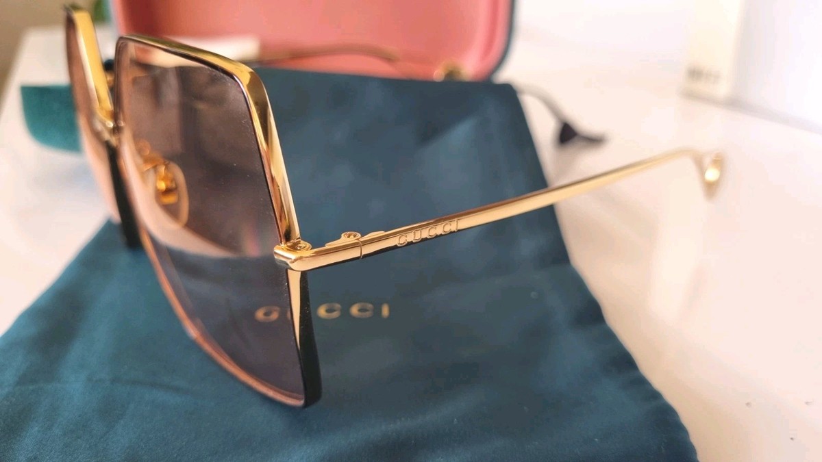 小物 GUCCI sunglasses interlocking case gold Gucci Oversized Square Gold Tone Tinted Sunglasses Case/Pouch