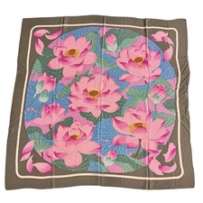 Vintage HERMES Cashmere Silk Scarf Shawl "Fleurs de Lotus" by Vauzelles 140cm