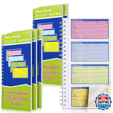 Sinmoe 6-Pack Spiral Phone Message Book w/ Carbon Copy 5.25x11" 2-Part