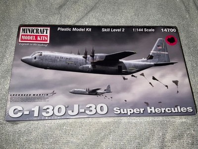 Minicraft C-130 J-30 Super Hercules Skill Level 2 1/144 Scale 14700 See Pics New