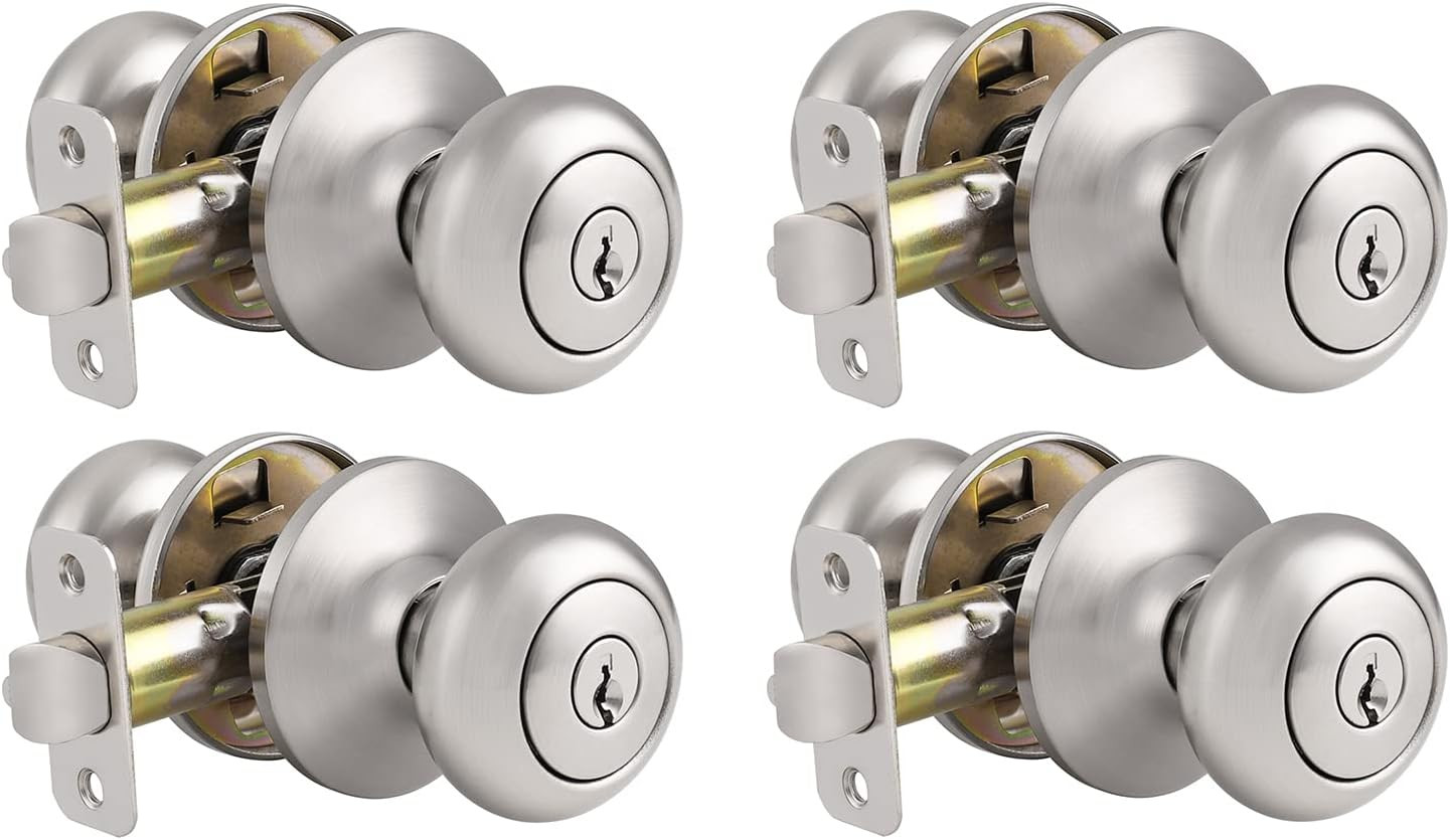Entry Door Knobs with Lock, Keyed Alike Interior Exterior Do