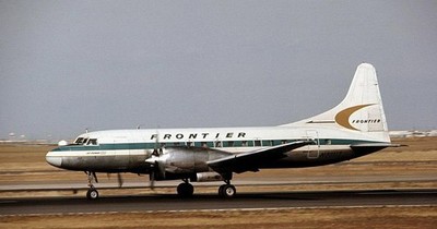 Convair CV-580 CV580 Frontier Airlines Desk Wood Airplane New