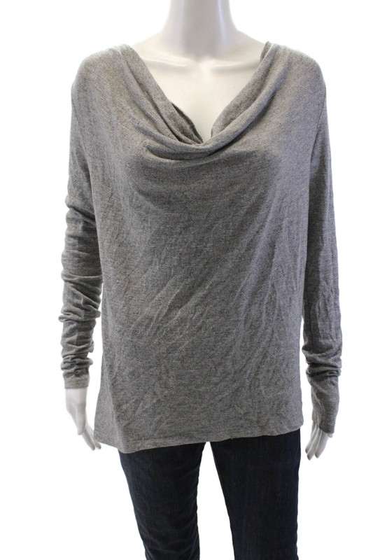 Alice + Olivia By Stacy Bendet Womens Drape Neck Long Sleeve Top Gray Size XS