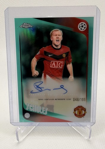 Topps Chrome UEFA 2025-26 Paul Scholes Auto Aqua Refractor 48/199 CLA-PS