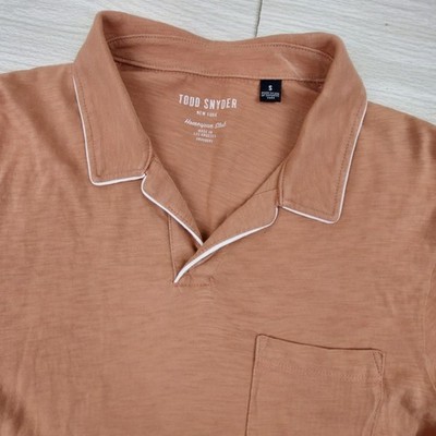 Todd Snyder Homespun Slub Polo Mens Small Terracotta Clay Short Sleeve Cotton