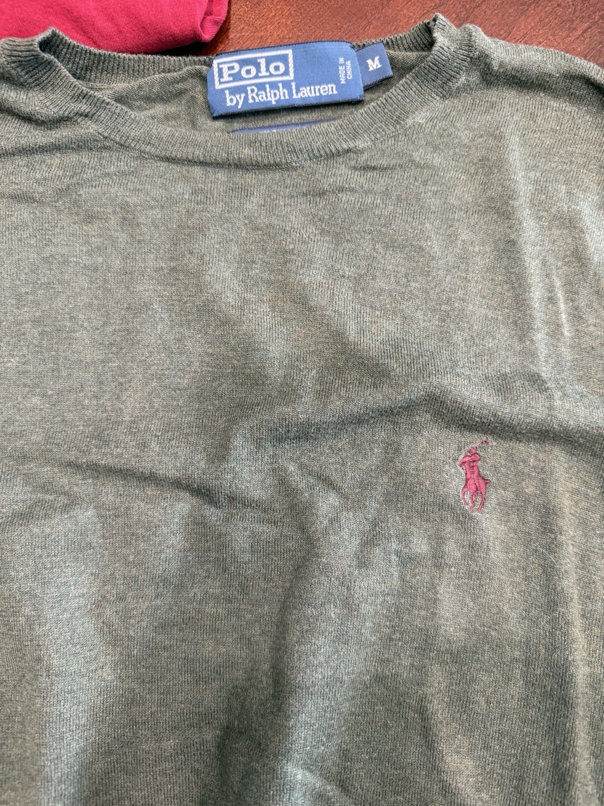 PONY Polo Ralph Lauren vintage camicia uomo verde medio manica lunga girocollo maglietta