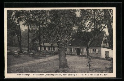 AK Berlin-Westend, Restaurant Reichsgarten Rob. Leidolph in Pichelsberge, Garte 