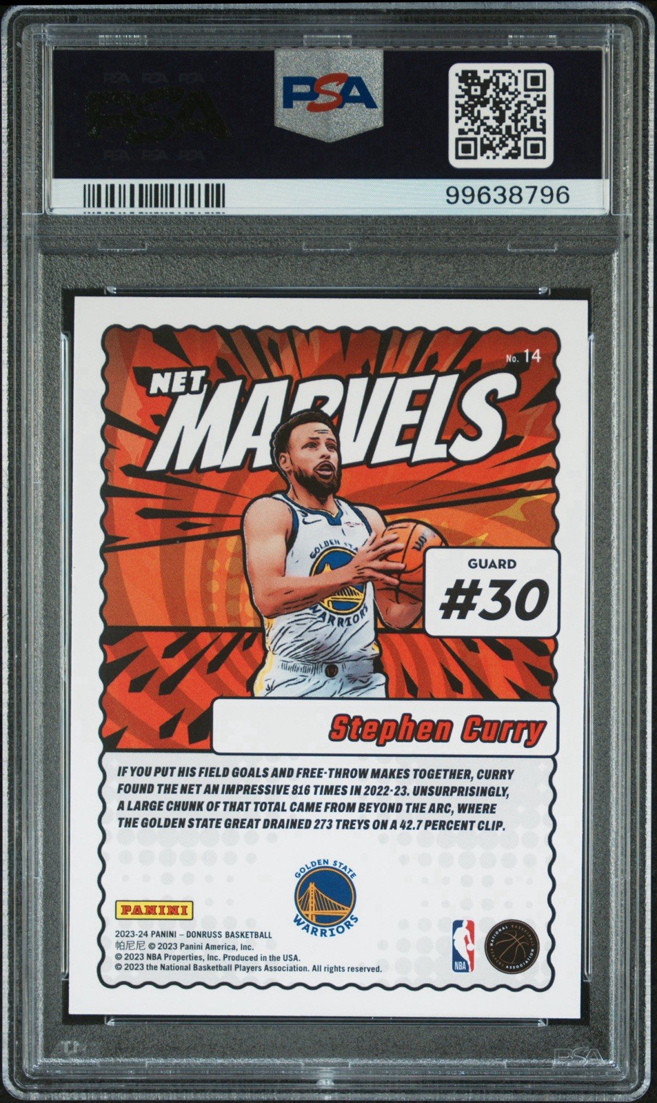 Stephen Curry Net Marvels Diamond SSP PSA 10 GEM MINT 2023 Donruss #14 Low Pop view 2