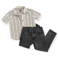 Maximus Rex Boys 4T Striped Button Down Shirt Steve's Jeans 4T Outfit Set