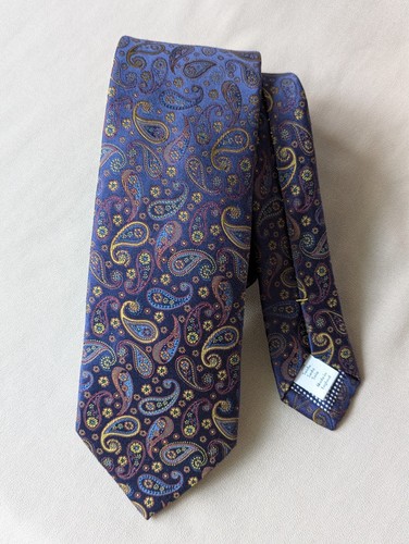 ETON Navy Paisley 100% Silk Tie Made in England NWOT