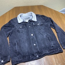 Levis SilverTab Jacket Youth 12-13Yr Large Gray Denim Sherpa Collar Trucker Coat