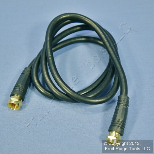 Leviton Black 3 Ft Coaxial Video Cable w/ GOLD PLUG Ends F-Type RG59 C5851-3GO - 第 4/6 張圖片